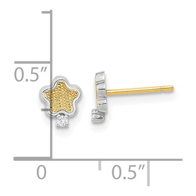 14K Yellow Gold Round CZ Star Button Stud Earrings – view 4