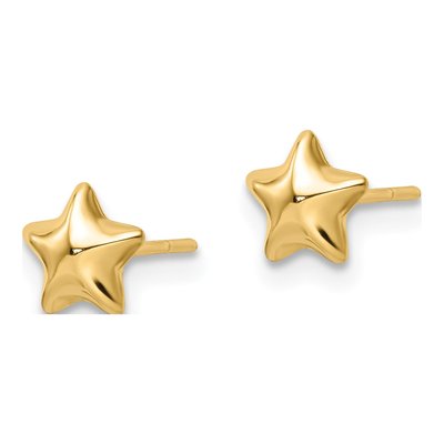 14K Yellow Gold Puffed Star Stud Earrings – view 3