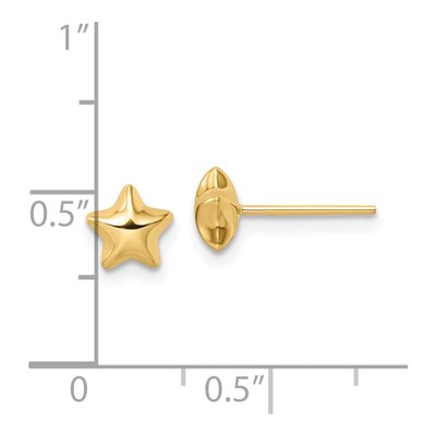 14K Yellow Gold Puffed Star Stud Earrings – view 5