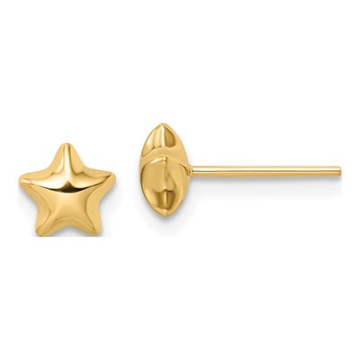14K Yellow Gold Puffed Star Stud Earrings