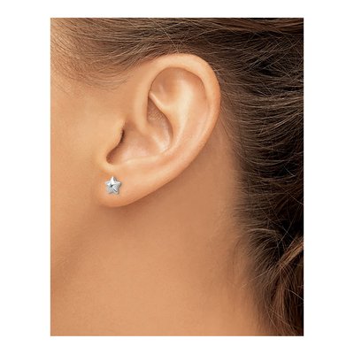 14K White Gold Puffed Star Stud Earrings – view 4