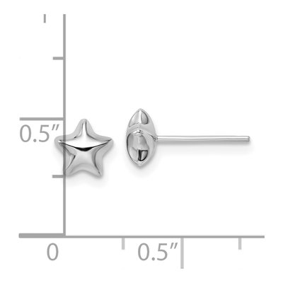 14K White Gold Puffed Star Stud Earrings – view 5