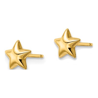 14K Yellow Gold Star Stud Earrings – view 3