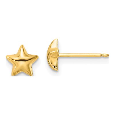 14K Yellow Gold Star Stud Earrings