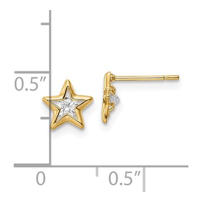 14K Yellow Gold Round CZ Star Stud Earrings – view 5