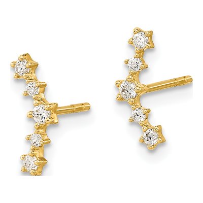 14K Yellow Gold CZ Arc Dangle Earrings – view 2
