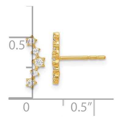 14K Yellow Gold CZ Arc Dangle Earrings – view 4