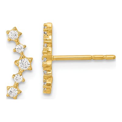 14K Yellow Gold CZ Arc Dangle Earrings