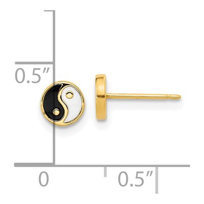 14K Yellow Gold Black Enamel Yin Yang Stud Earrings – view 4