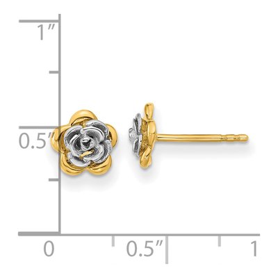 14K Two-Tone Gold Flower Stud Earrings – view 4