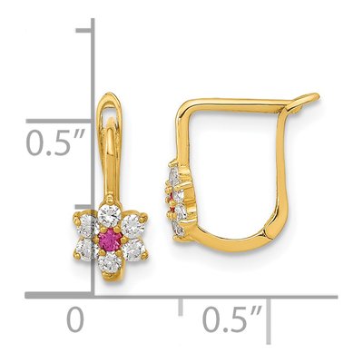 14K Yellow Gold CZ Flower Dangle Earrings – view 4