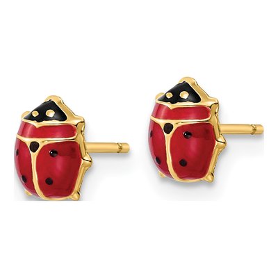 14K Yellow Gold Enamel Ladybug Stud Earrings – view 3