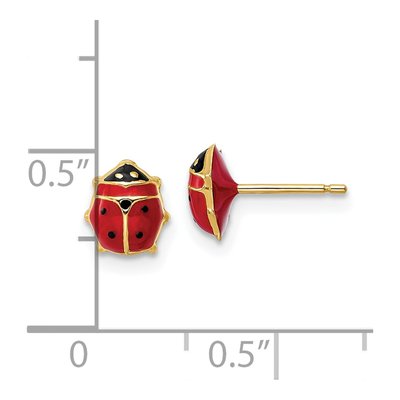 14K Yellow Gold Enamel Ladybug Stud Earrings – view 5