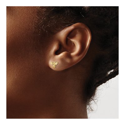 14K Yellow Gold Bumble Bee Stud Earrings – view 4