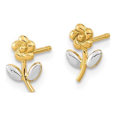 14K Yellow Gold Flower Stud Earrings – view 2