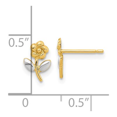 14K Yellow Gold Flower Stud Earrings – view 4