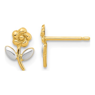14K Yellow Gold Flower Stud Earrings