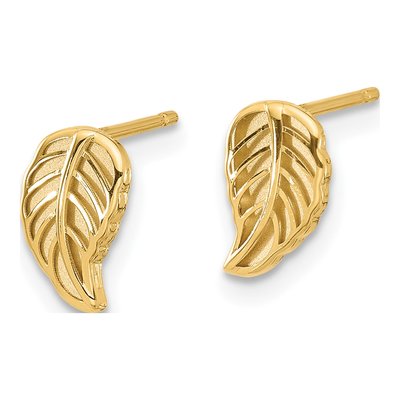 14K Two-Tone Gold Cut-Out Leaf Stud Earrings – view 2