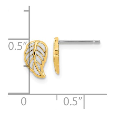 14K Two-Tone Gold Cut-Out Leaf Stud Earrings – view 4