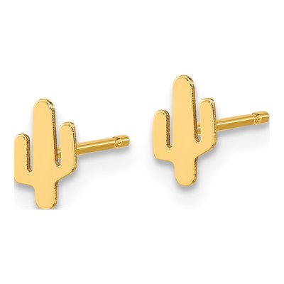 14K Yellow Gold Small Cactus Stud Earrings – view 2