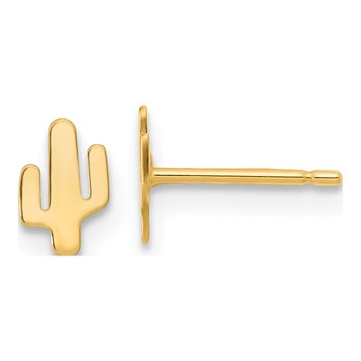 14K Yellow Gold Small Cactus Stud Earrings