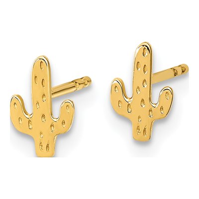 14K Yellow Gold Small Cactus Stud Earrings – view 2