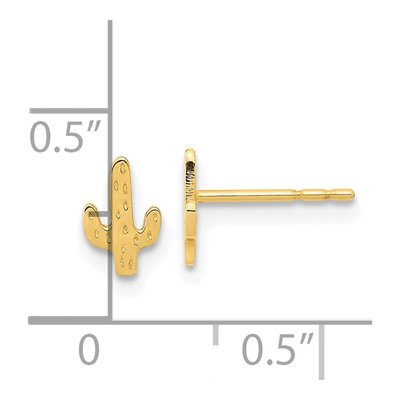 14K Yellow Gold Small Cactus Stud Earrings – view 4