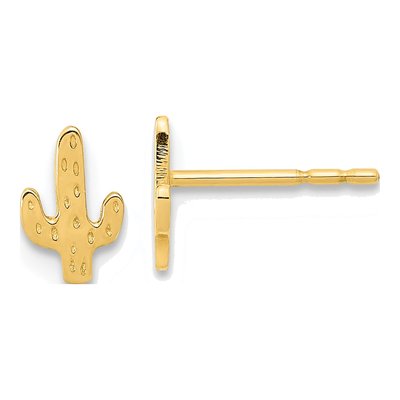 14K Yellow Gold Small Cactus Stud Earrings
