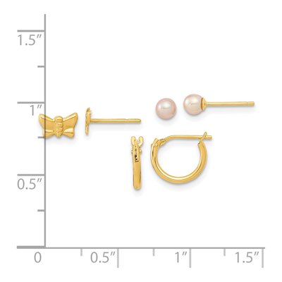 14K Yellow Gold 3-Pair Earring Set – view 3