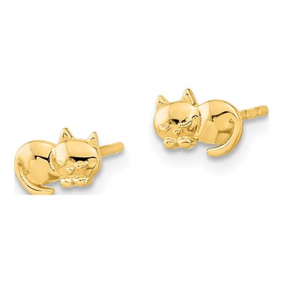 14K Yellow Gold Cat Stud Earrings – view 2