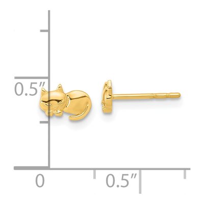 14K Yellow Gold Cat Stud Earrings – view 4