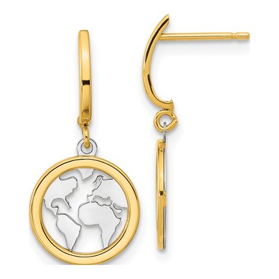 14K Yellow Gold Earth Dangle Earrings
