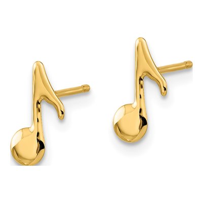 14K Yellow Gold Music Note Stud Earrings – view 2