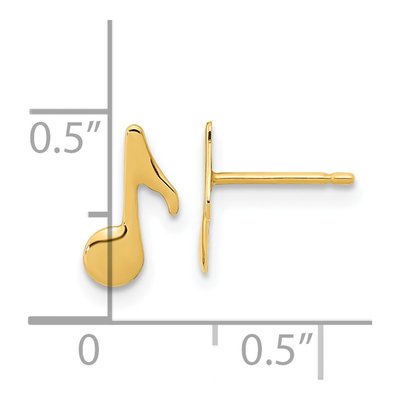 14K Yellow Gold Music Note Stud Earrings – view 4