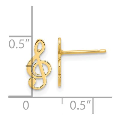 14K Yellow Gold Treble Clef Stud Earrings – view 4
