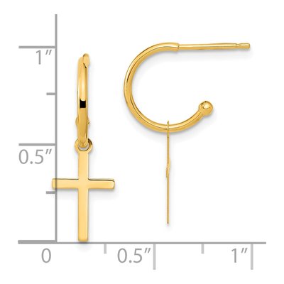 14K Yellow Gold 24mm Cross C- Hoop Earrings – view 4
