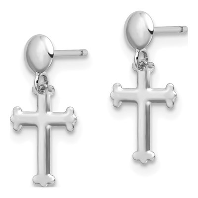 14K White Gold Cross Dangle Earrings – view 2