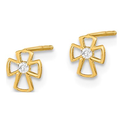 14K Yellow Gold Round CZ Ball Stud Earrings – view 2