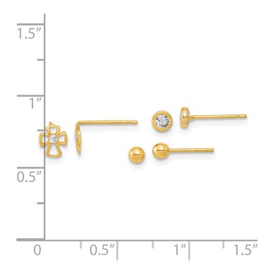 14K Yellow Gold Round CZ Ball Stud Earrings – view 3