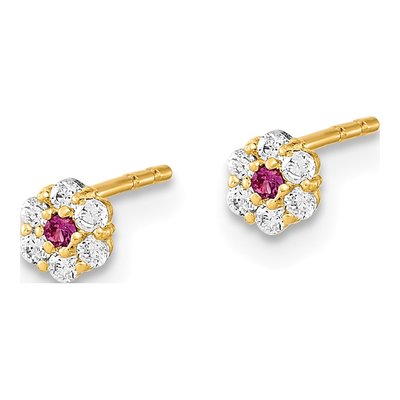 14K Yellow Gold Round CZ 3-Pair Ball Stud Earrings – view 5