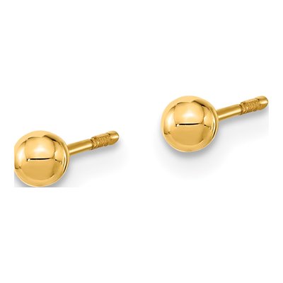 14K Yellow Gold Round CZ 3-Pair Ball Stud Earrings – view 6