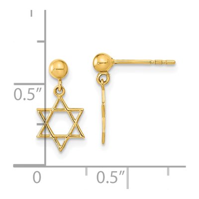 14K Yellow Gold Star of David Dangle Earrings – view 4