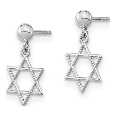 14K White Gold Star of David Dangle Earrings – view 2