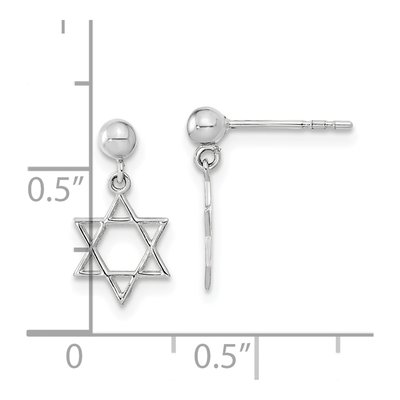 14K White Gold Star of David Dangle Earrings – view 4