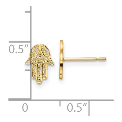 14K Yellow Gold Small Hamsa Stud Earrings – view 5