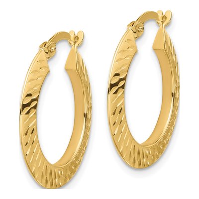 14K Yellow Gold 22mm Diamond-Cut Knife Edge Hoop Earrings – view 2