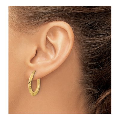 14K Yellow Gold 22mm Diamond-Cut Knife Edge Hoop Earrings – view 3