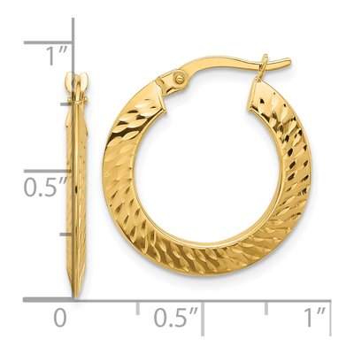 14K Yellow Gold 22mm Diamond-Cut Knife Edge Hoop Earrings – view 4