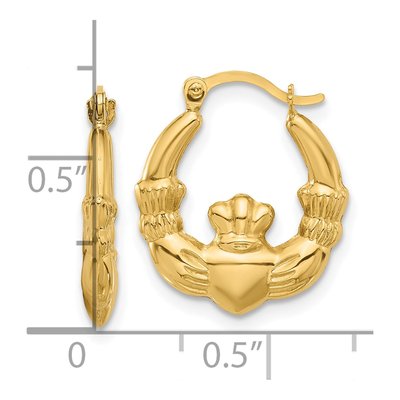 14K Yellow Gold Claddagh Hoop Earrings – view 4
