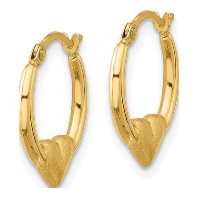 14K Yellow Gold Heart Hoop Earrings – view 2